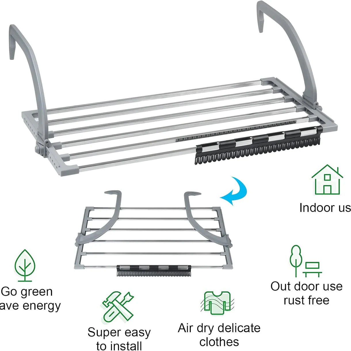 Multi-Purpose Stainless Steel Foldable Cloth Drying Rack(70cm)