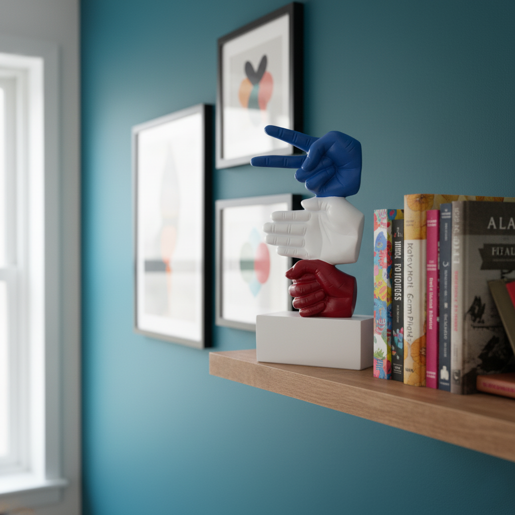 Stone,Paper,Scissor Colourfull Hand - Sculpture