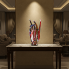 Regal Red Crowned Mudra Zen Face Sculpture