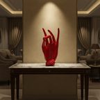 Regal Red Crowned Mudra Zen Face Sculpture