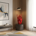 Regal Red Crowned Mudra Zen Face Sculpture