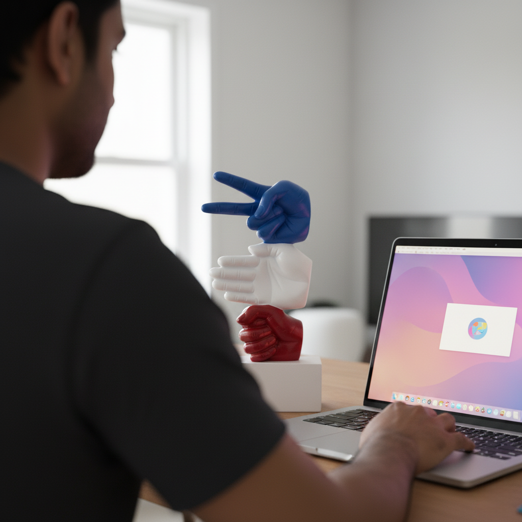 Stone,Paper,Scissor Colourfull Hand - Sculpture