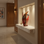 Regal Red Crowned Mudra Zen Face Sculpture