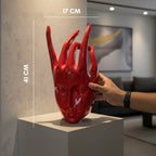 Regal Red Crowned Mudra Zen Face Sculpture